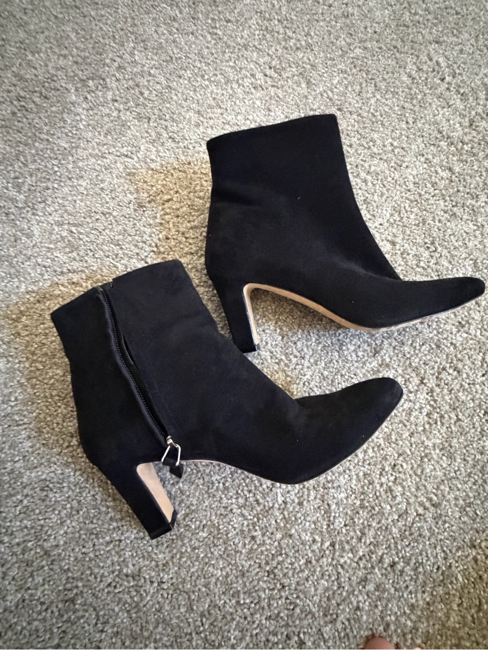 Manolo Blahnik Black Suede Ankle Booties with Side Zip - like new